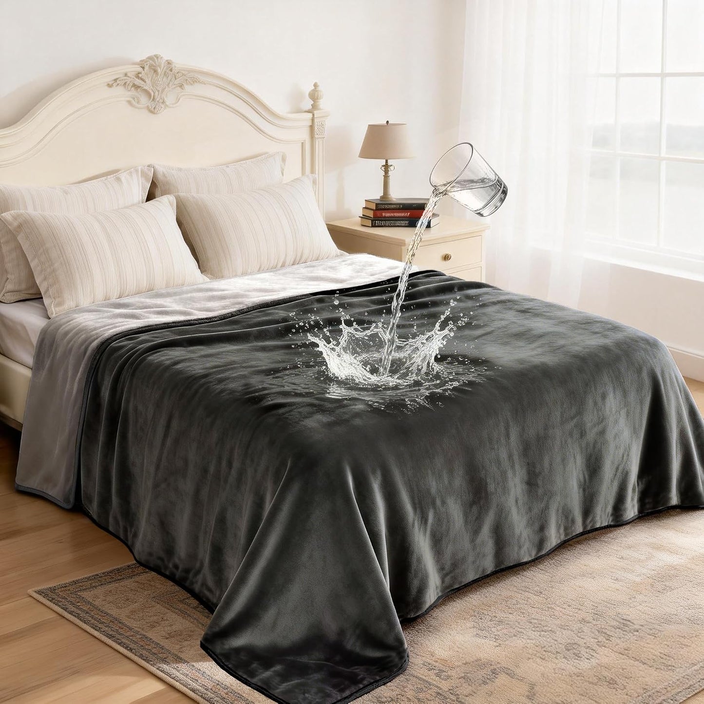 Manta franela reversible impermeable para mascotas 50x60pulg gris