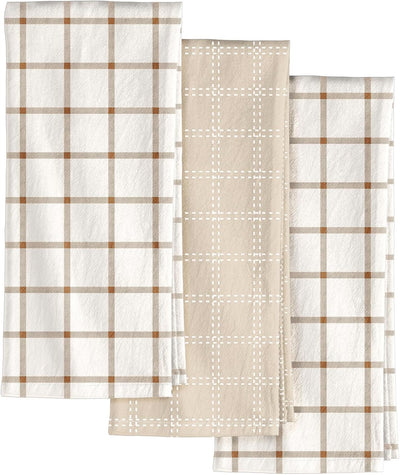 Toallas de cocina de algodón Miss Adola neutral 18 x 26 pulgadas paquete de 3