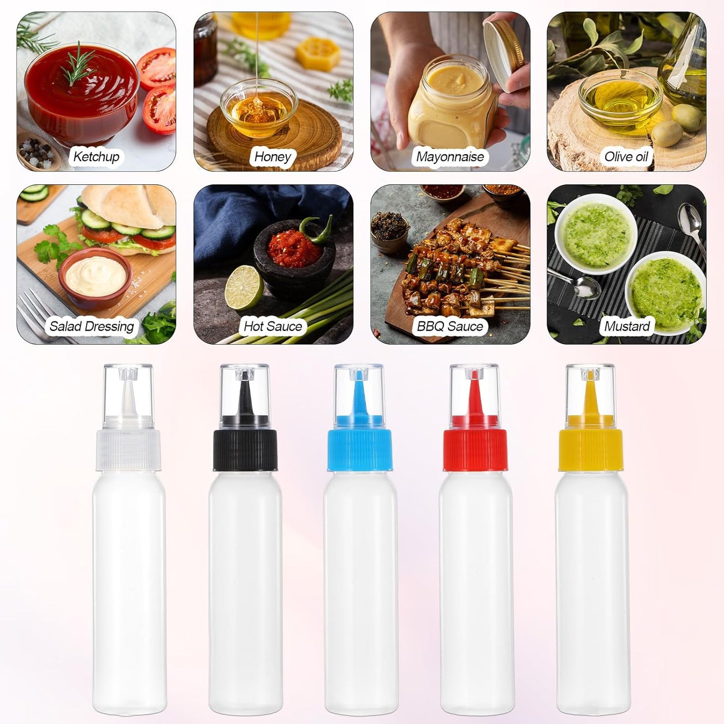 10 Botellas Exprimibles 2oz para Glaseado Pasteles Galletas