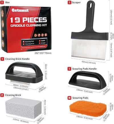 Kit limpieza plancha Blackstone con piedra raspador almohadillas