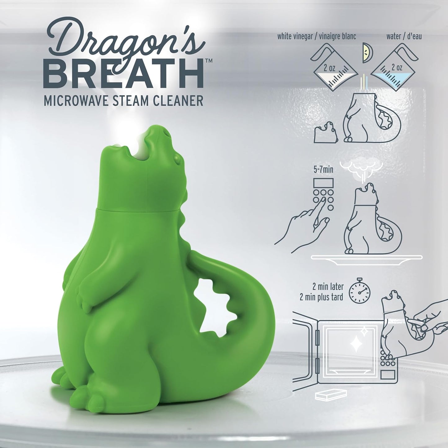 Limpiador vapor microondas diseño dragón silicona sin BPA