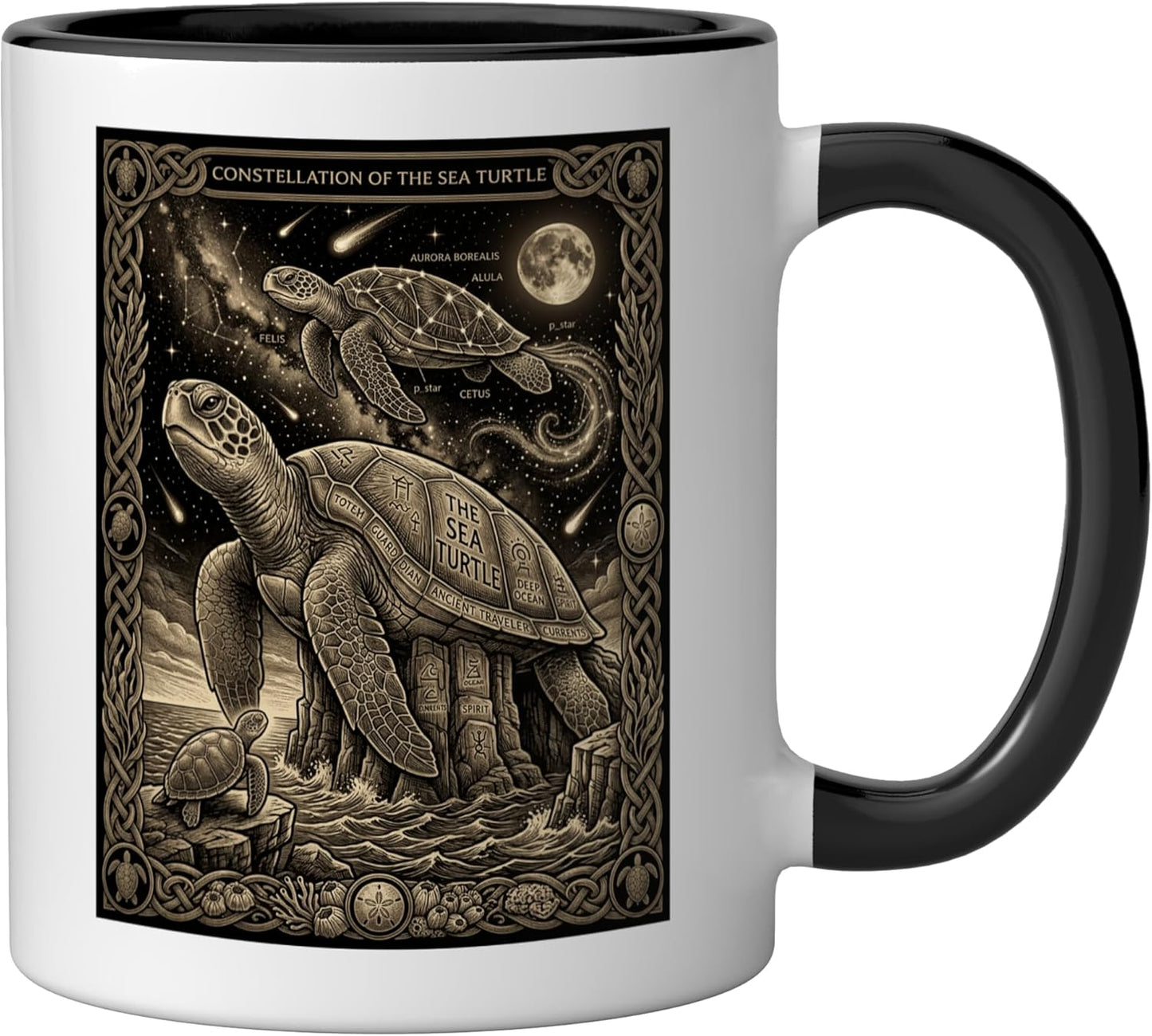 Taza Cerámica Tarot Tortuga Negra/Blanca