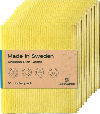 Paños cocina Suecos 10uds amarillo multisuperficie reutilizables