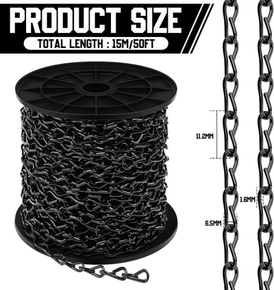 Cadena Black Jack negra 50ft 10 ganchos S acero galvanizado carrete