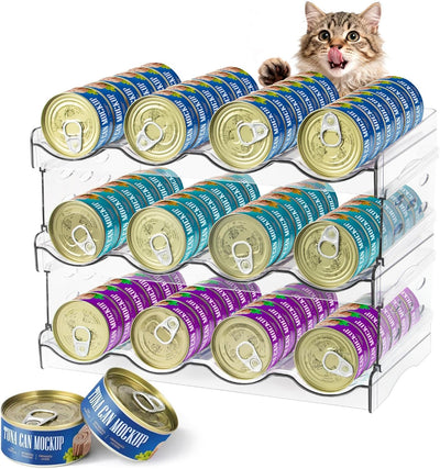 Organiz. latas comida gato 4 filas transparente 72 latas