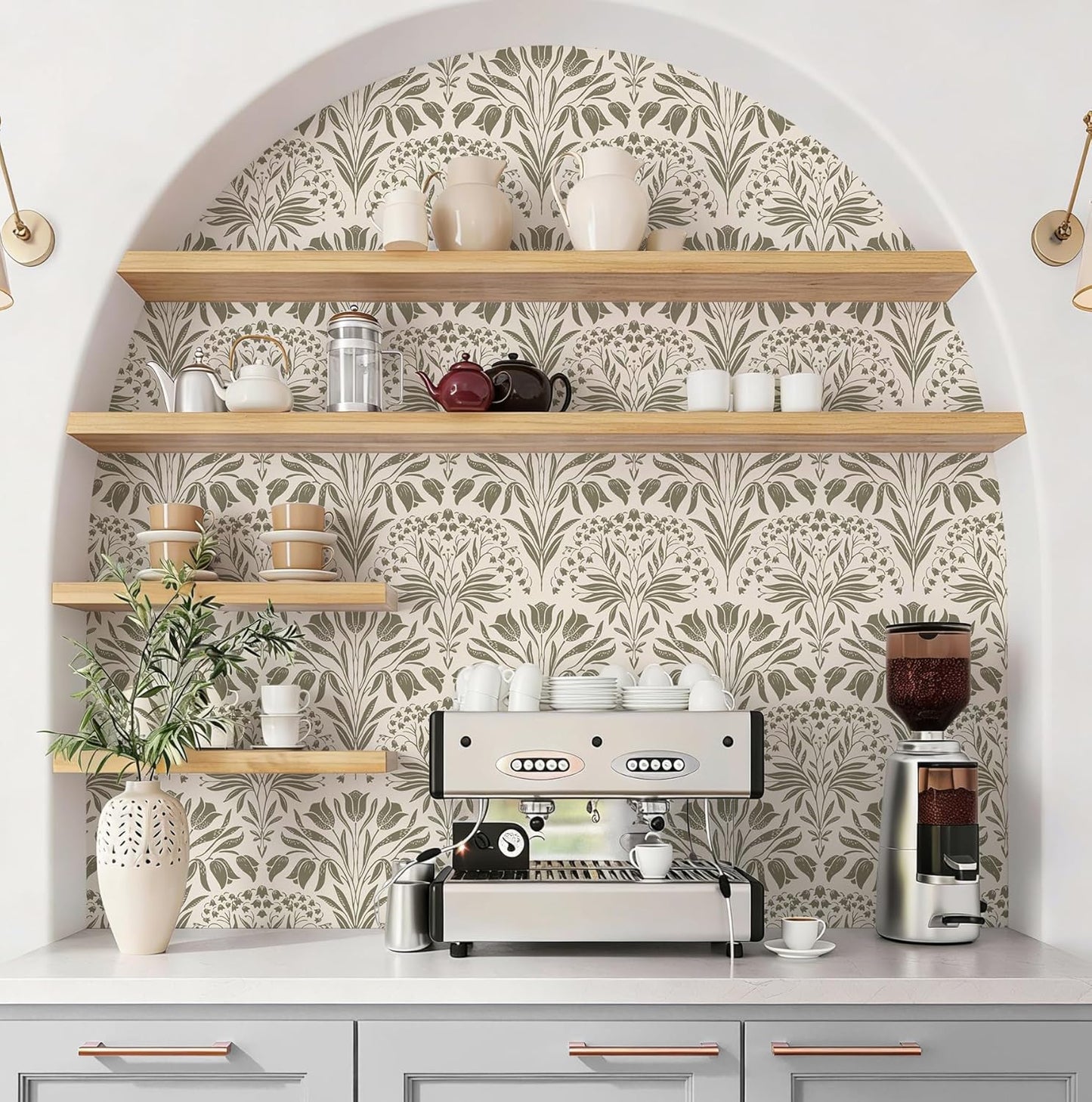 Papel tapiz vintage tulipán gris oscuro autoadhesivo