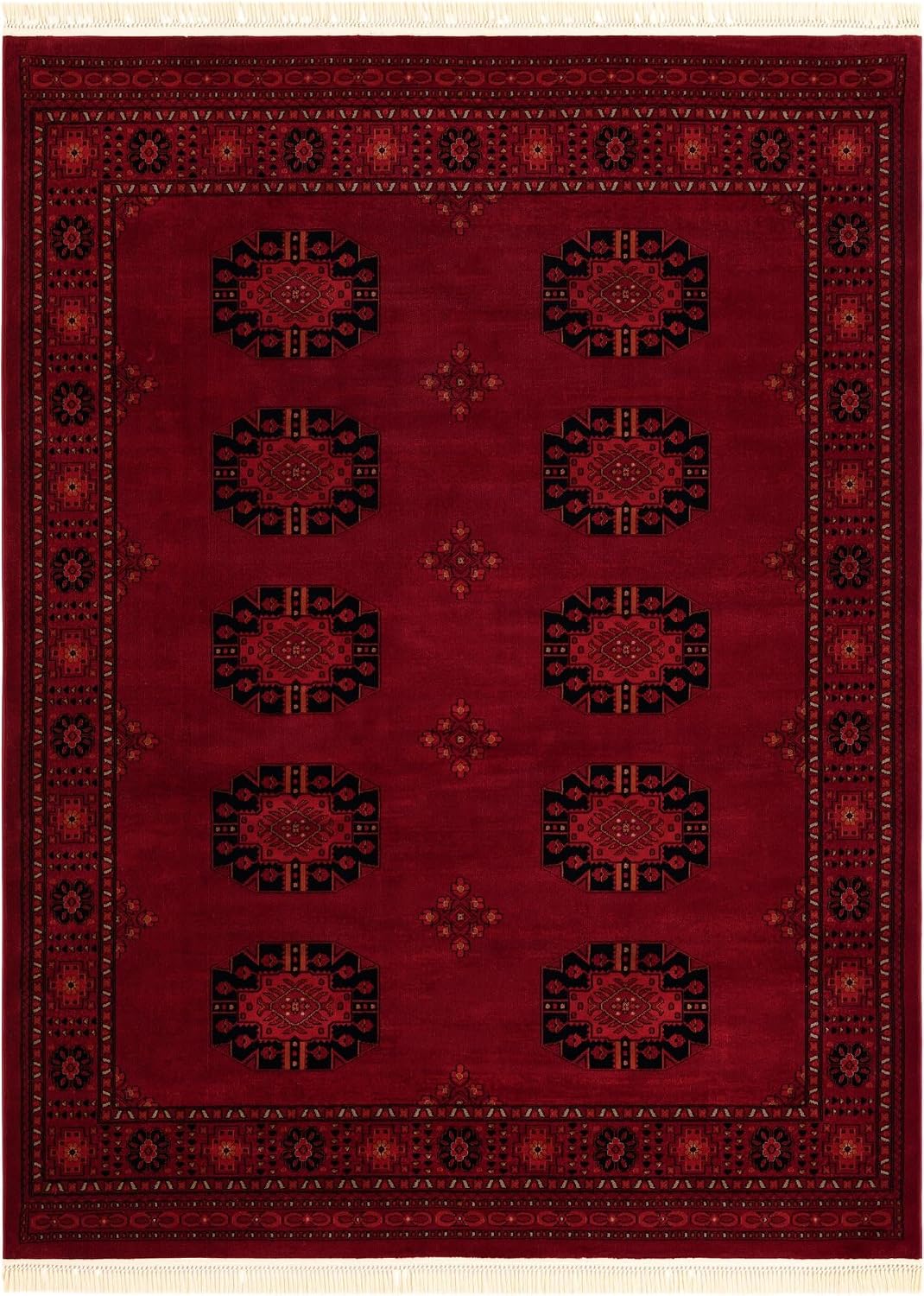 Alfombra rectangular 7x10ft color rojo y negro