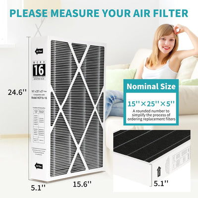 Filtro aire HVAC MERV 16 16x25x5 comp Lennox HCF16-16