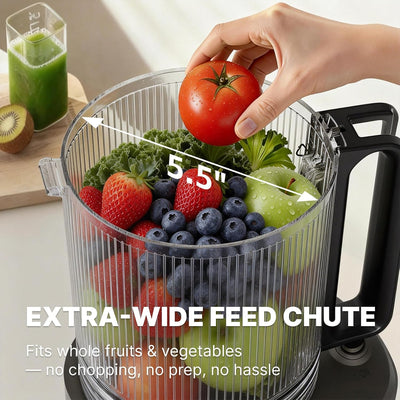 Exprimidor de prensa en frío para frutas y verduras enteras, negro