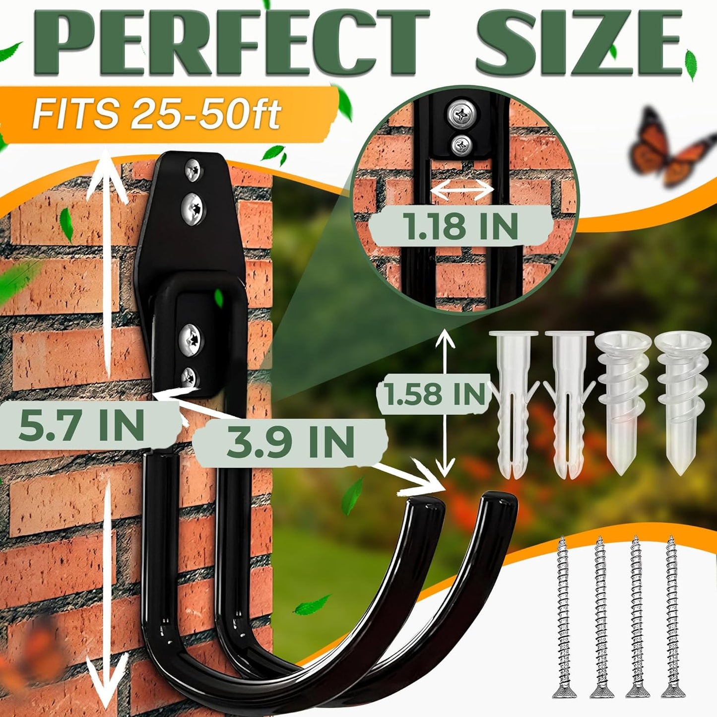 Soporte pared gancho manguera jardín 66