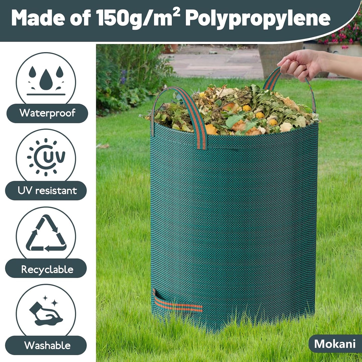 Bolsas basura reutilizables 79gal para jardín con asas 3uds