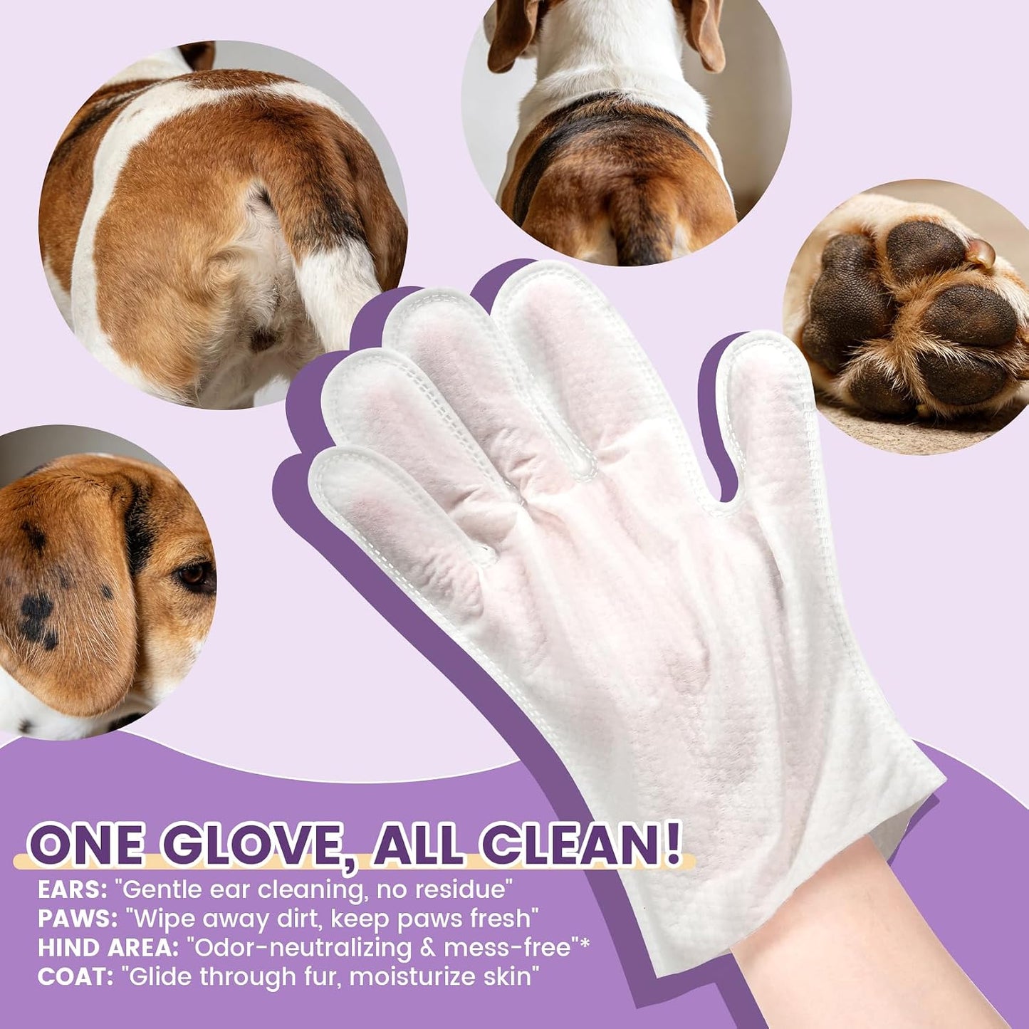 Toallitas baño mascotas hipoalergénicas con desodorante natural