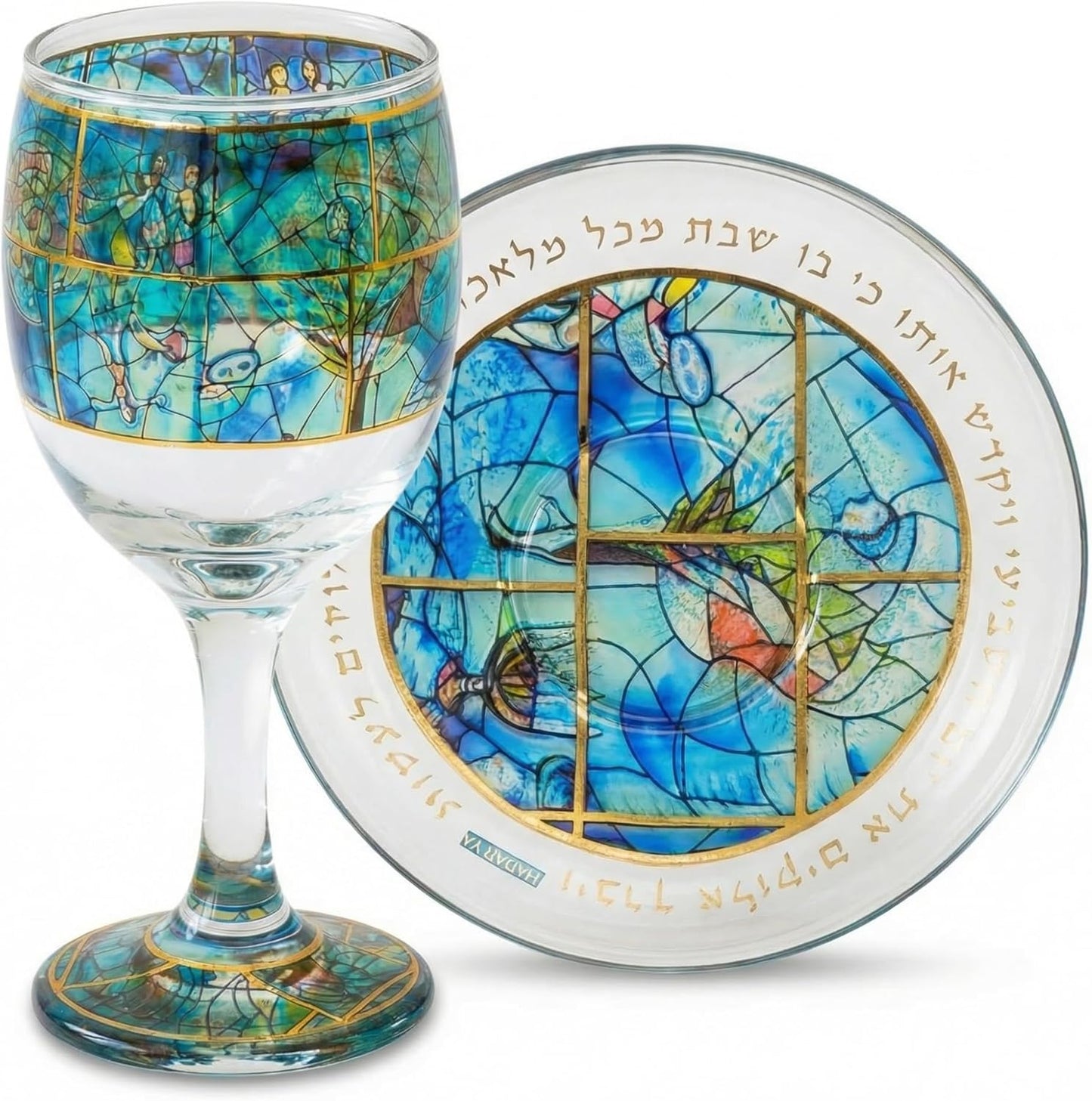 Vasos Kidush cristal con base moderna para Shabat