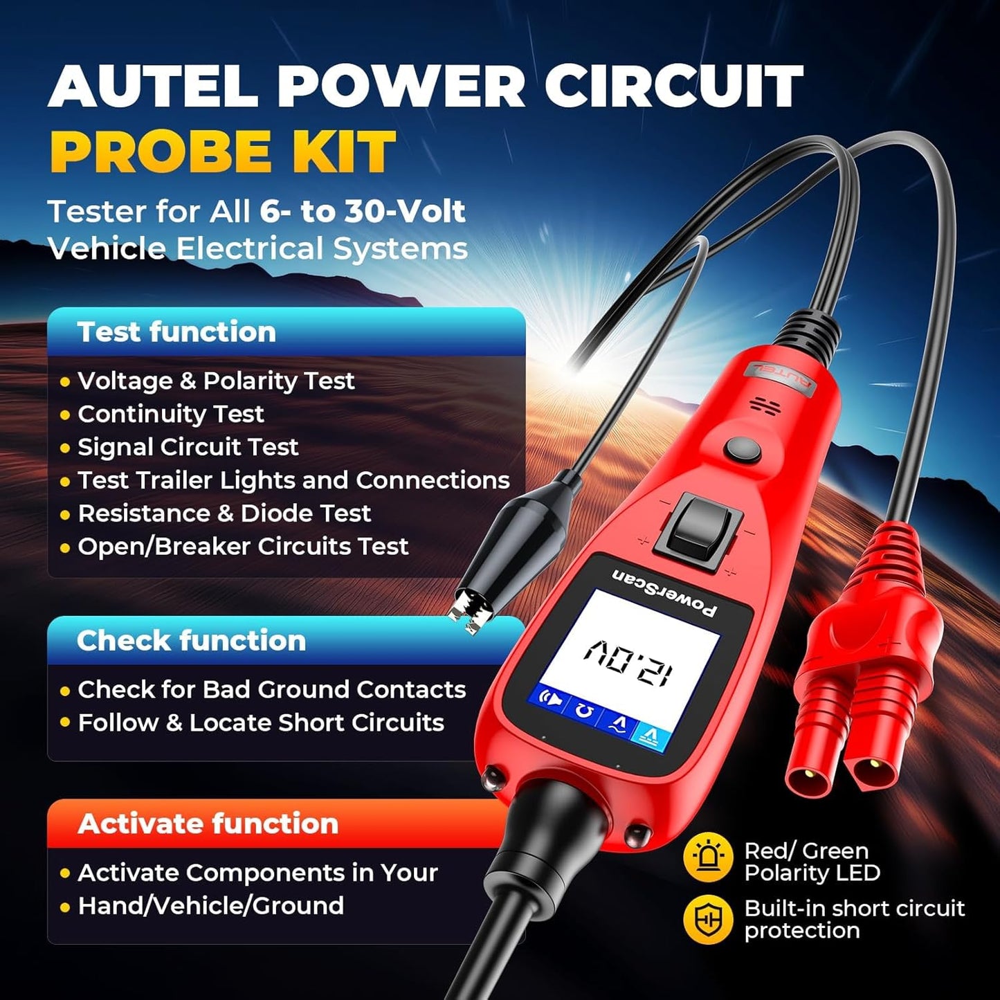 Probador circuito automotriz PS100 12-24V con linterna