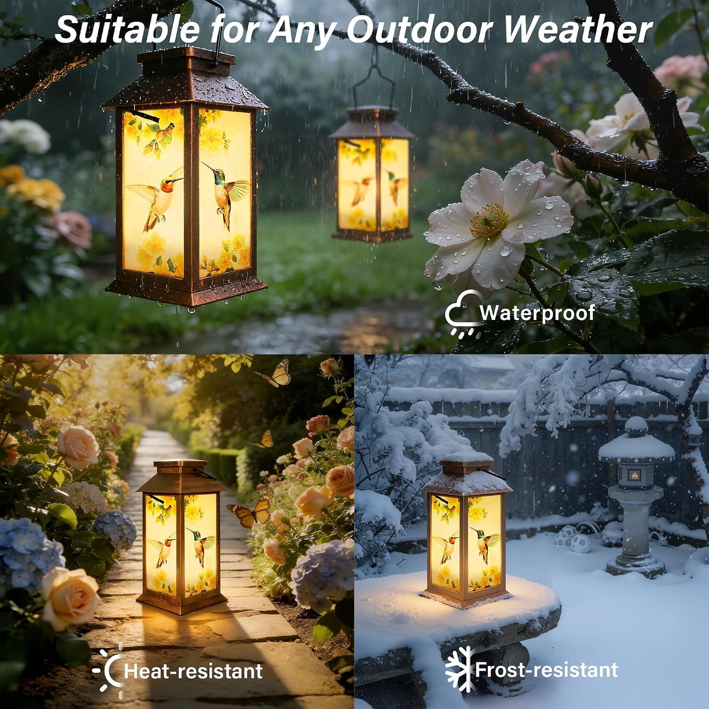 Faroles solares colibrí LED para jardín y exteriores