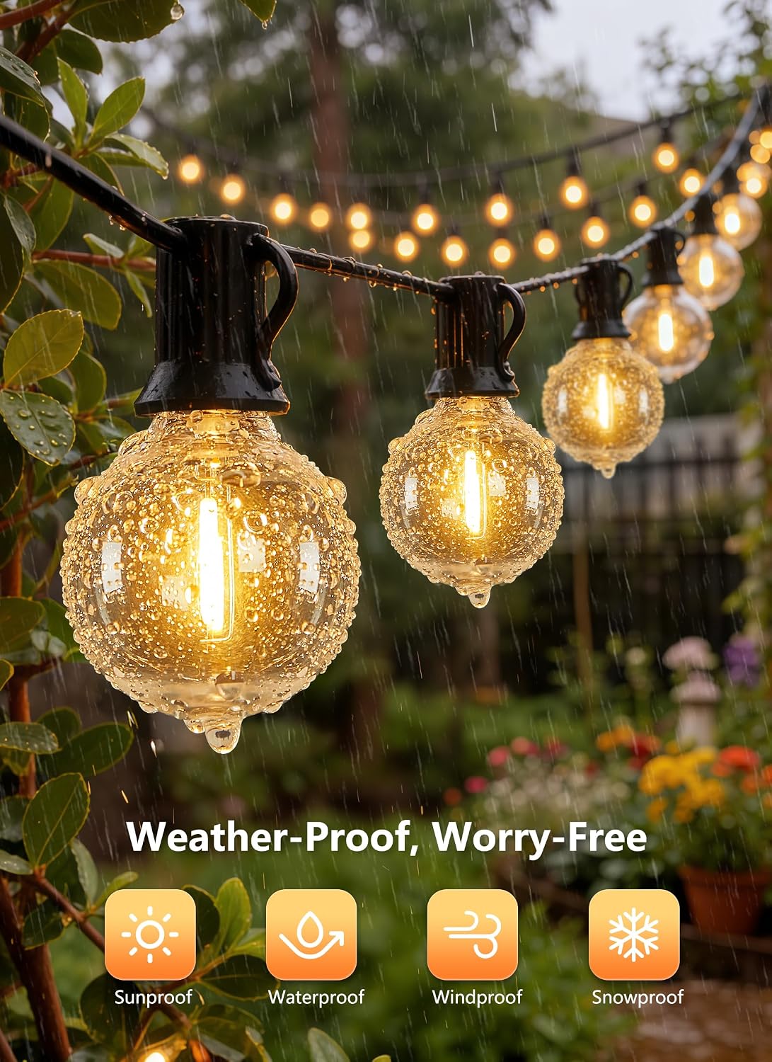Tira luces LED impermeable 100ft 46 bombillas G40