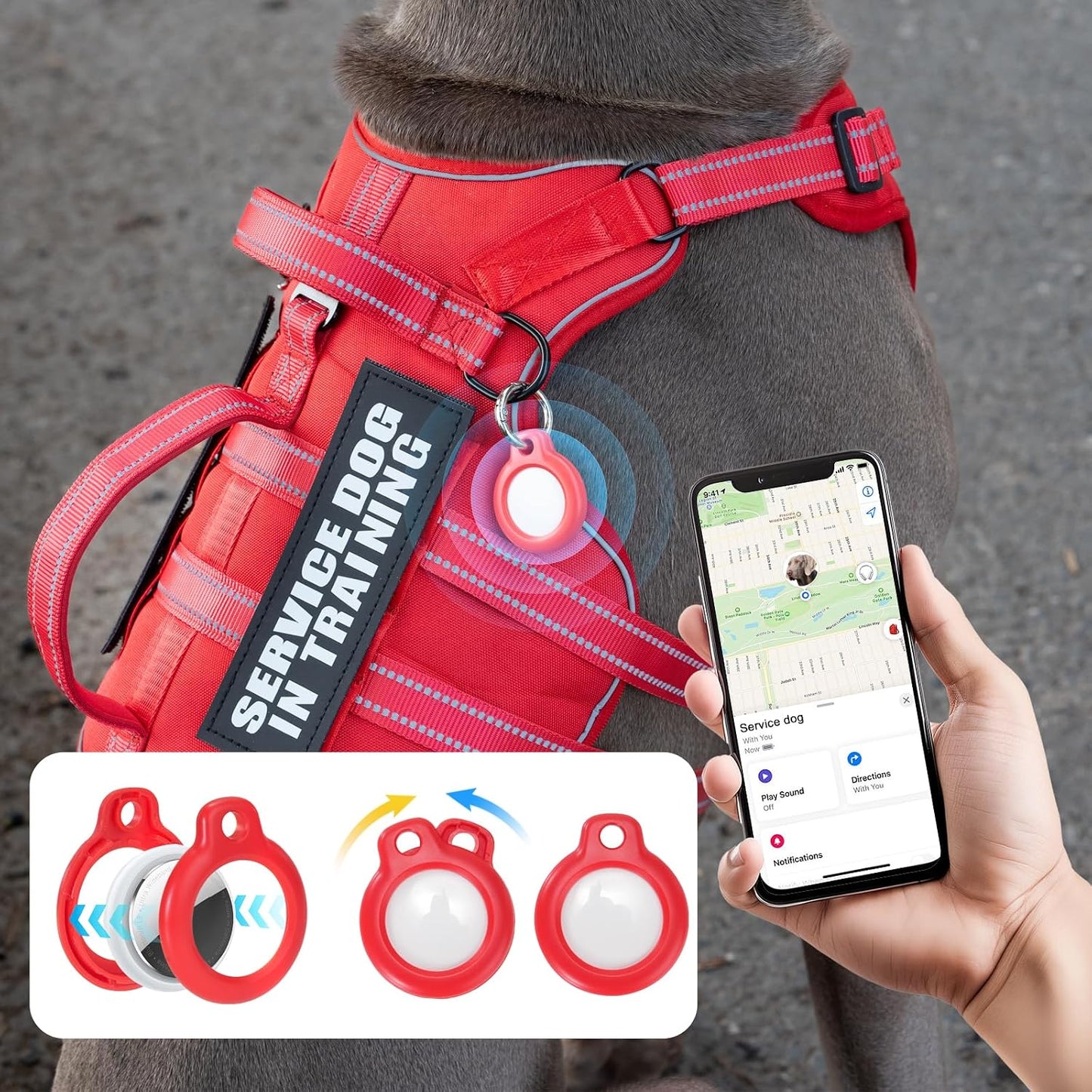 Chaleco perro sin tirones ADA con 50 tarjetas 10 parches