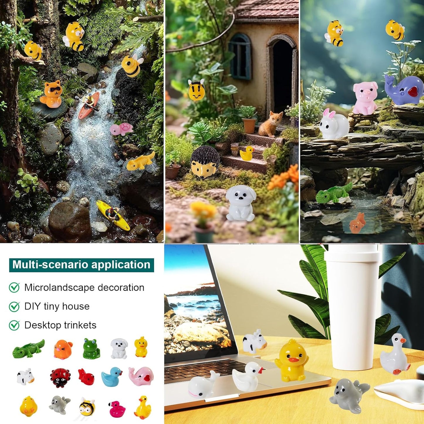 60 figuras resina animales mini para jardín hadas decoración