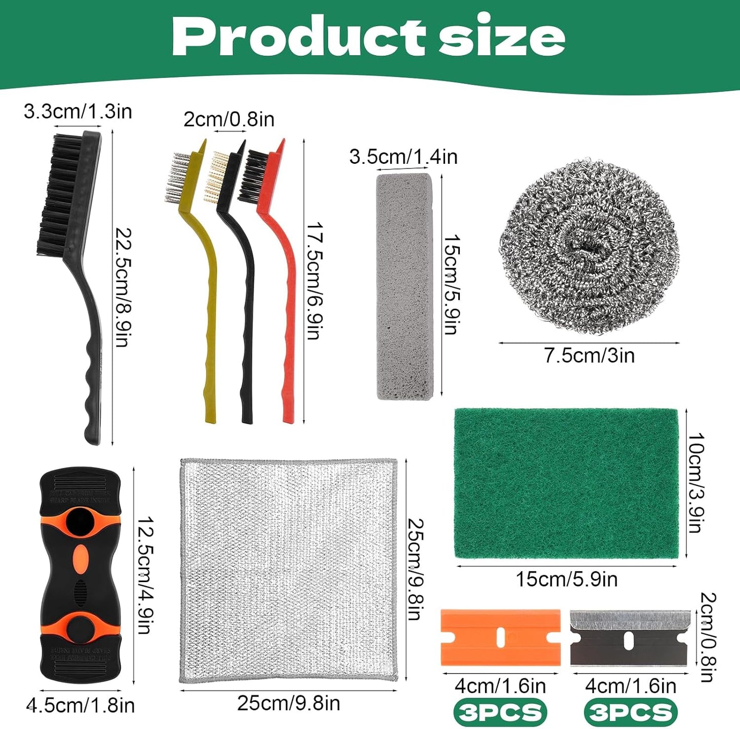 Kit cepillo limpiador horno 12 pzas raspador hendiduras
