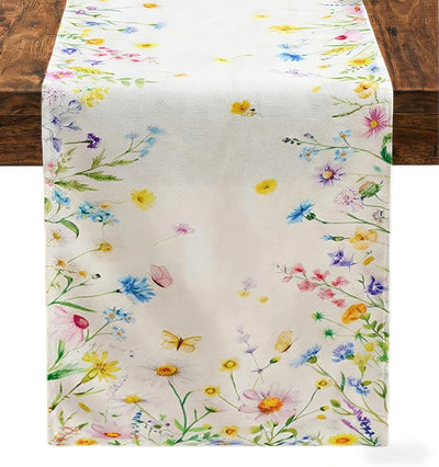 Camino de mesa de flores silvestres primaverales 13 x 72 pulgadas