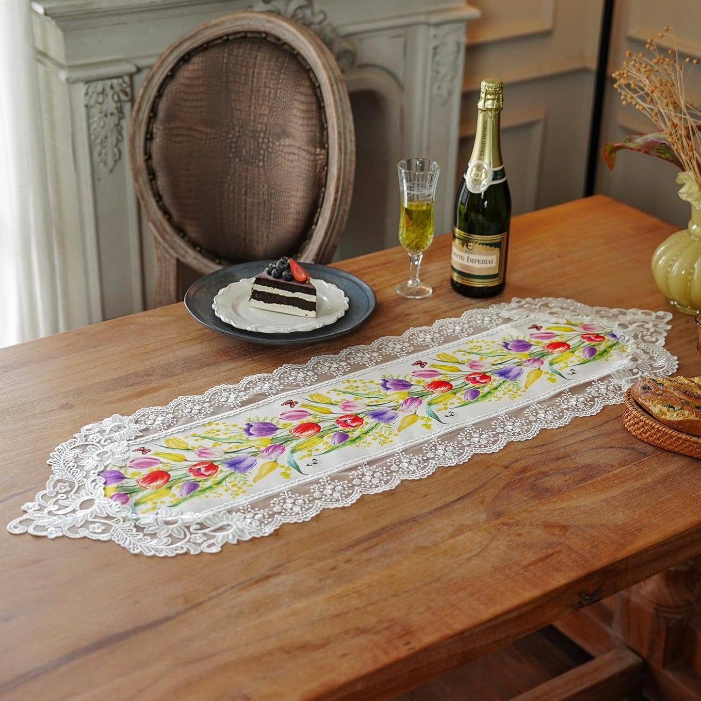 Caminos mesa tulipanes 12x36pulg vintage Shabby Chic