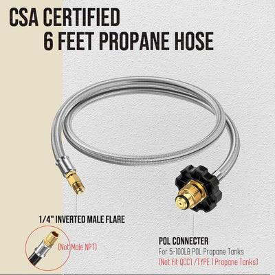 Extensión manguera propano 6ft POL x 1/4 pulg kit caravana