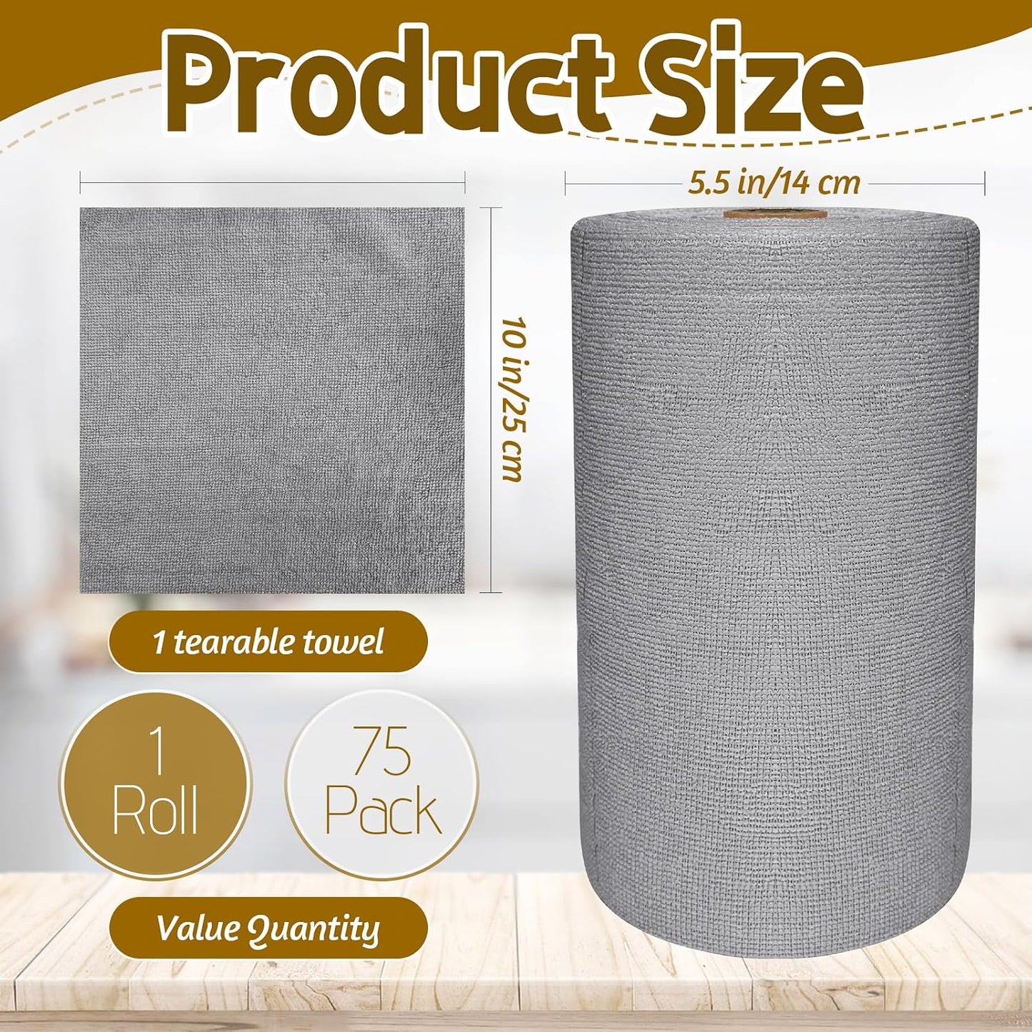 Rollo 75 Paños Microfibra Reutilizables Absorbentes