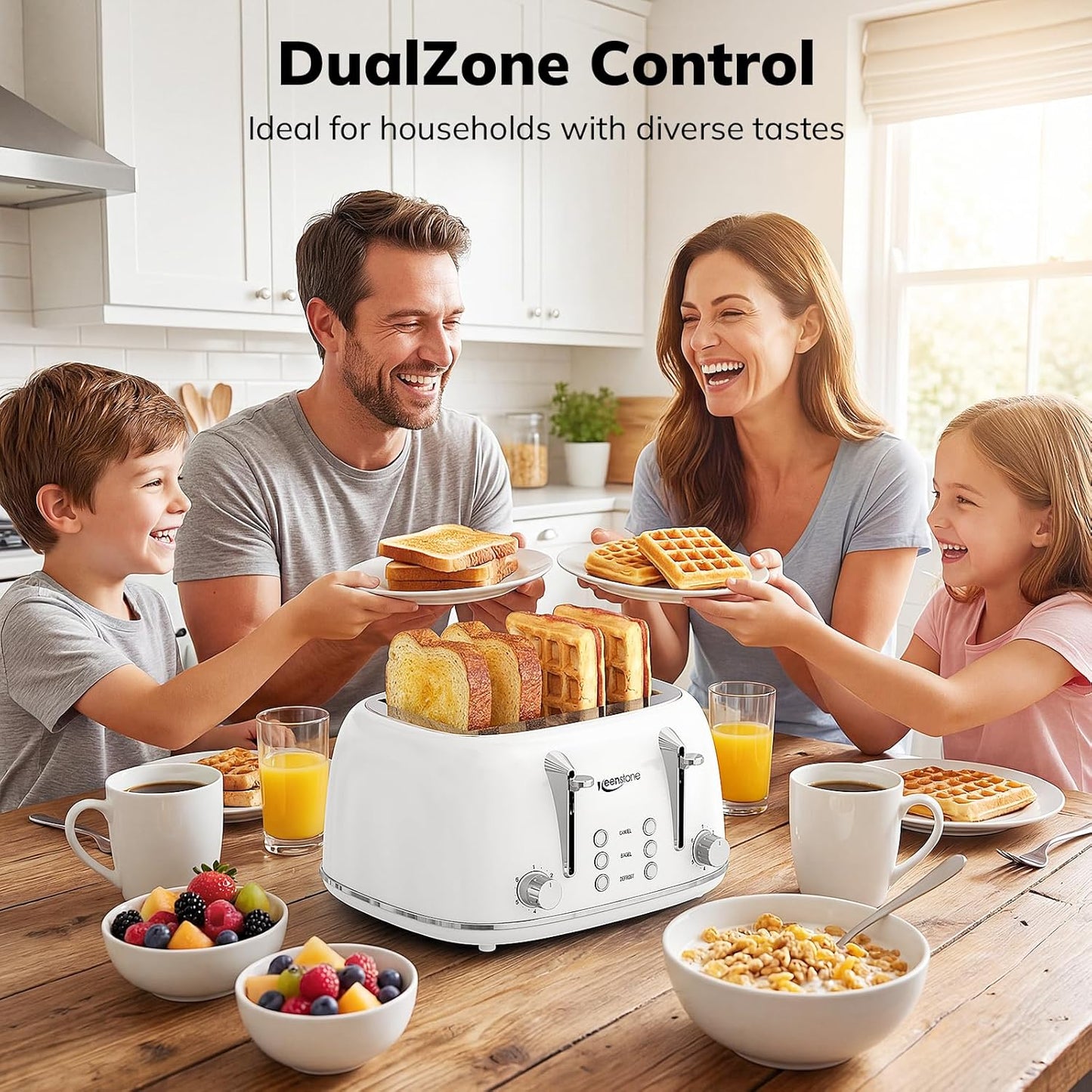 Tostadora 4 rebanadas acero inox con controles duales 6 niveles