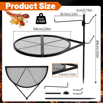Rejilla parrilla fogata 61cm plegable camping ajustable