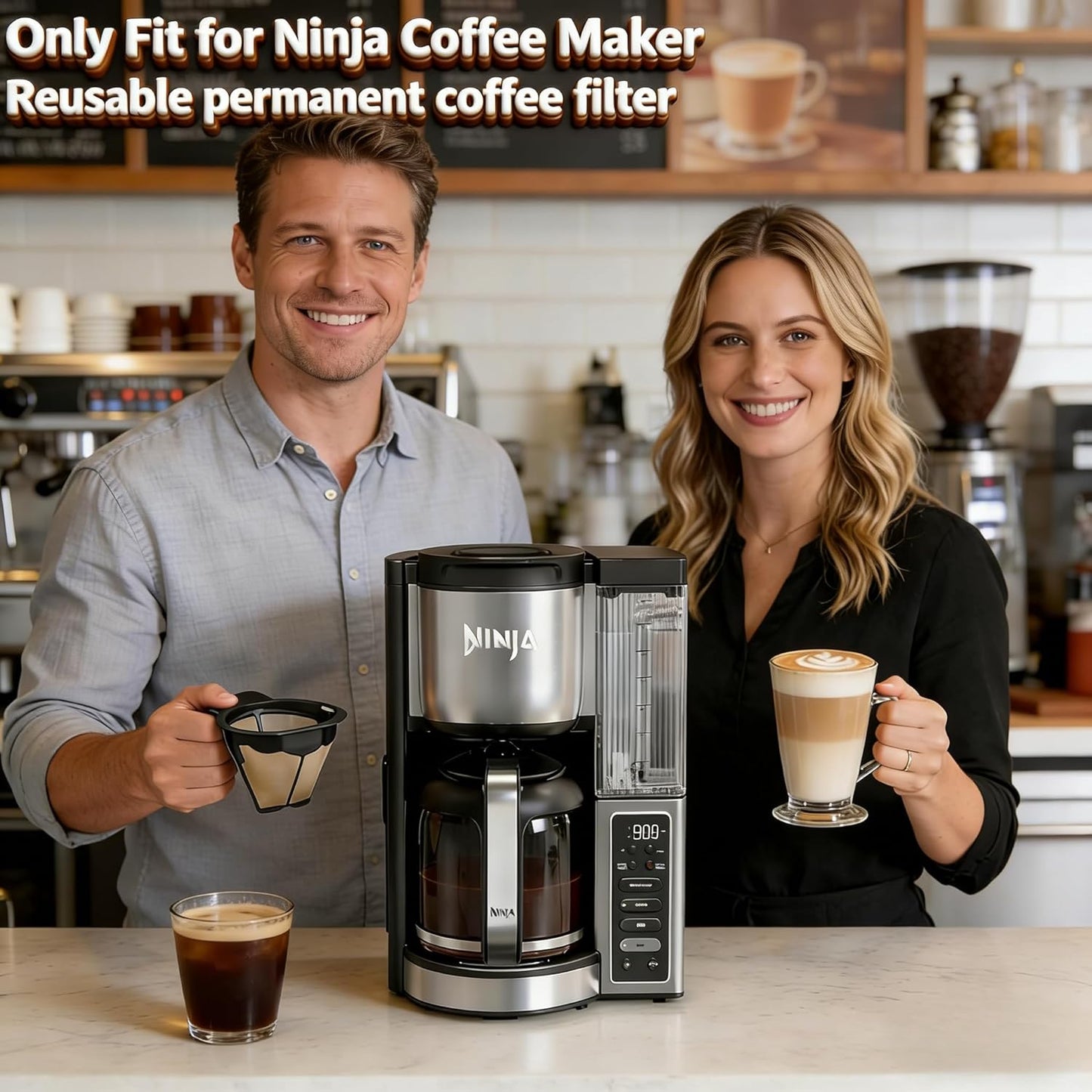 Filtro de café reutilizable dorado compatible con cafetera Ninja