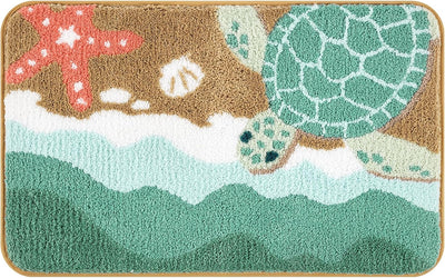 Alfombra baño tortuga marina 20x32pulg antideslizante lavable