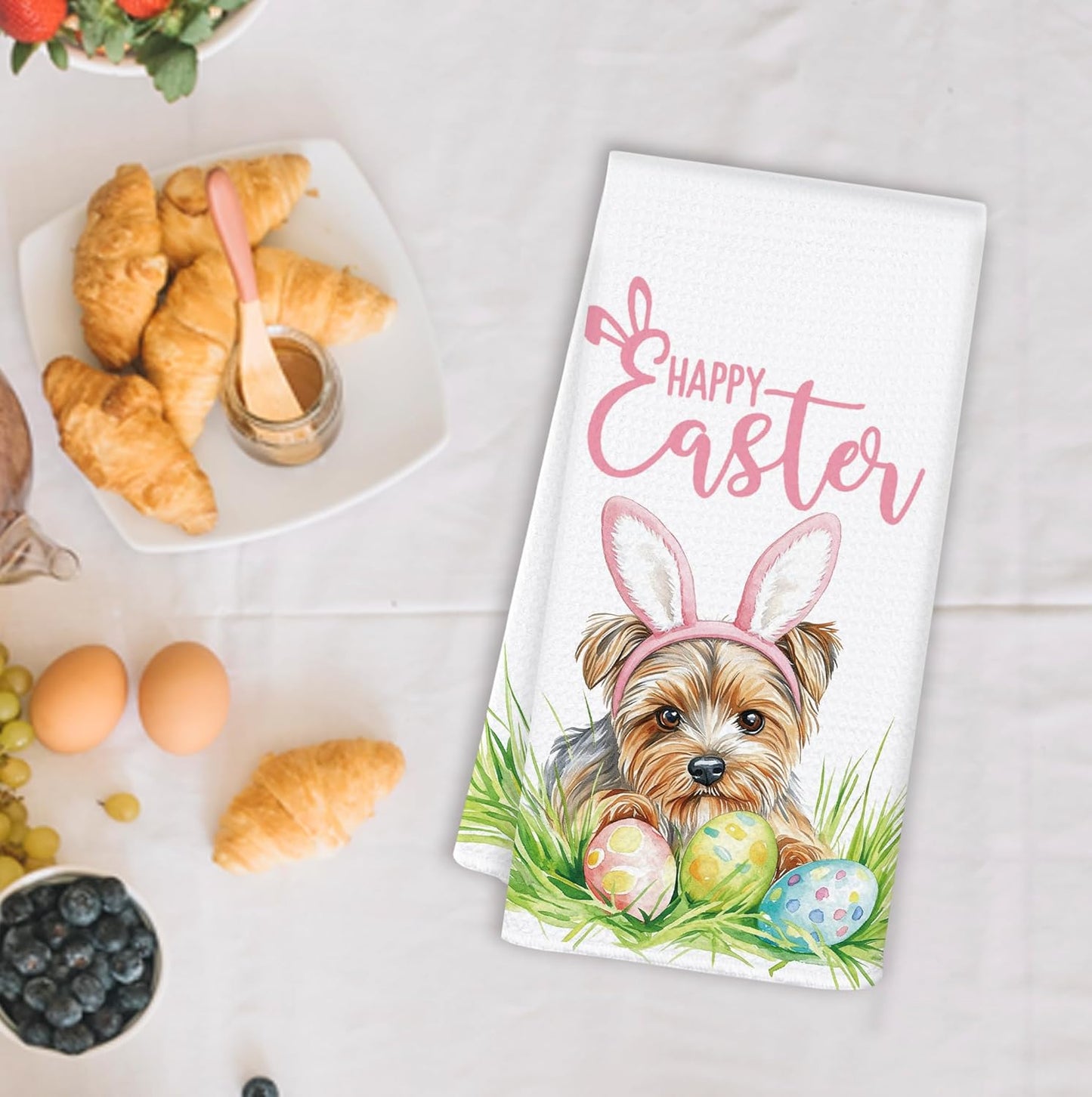 Toallas de cocina con diseño Yorkshire Terrier de Pascua