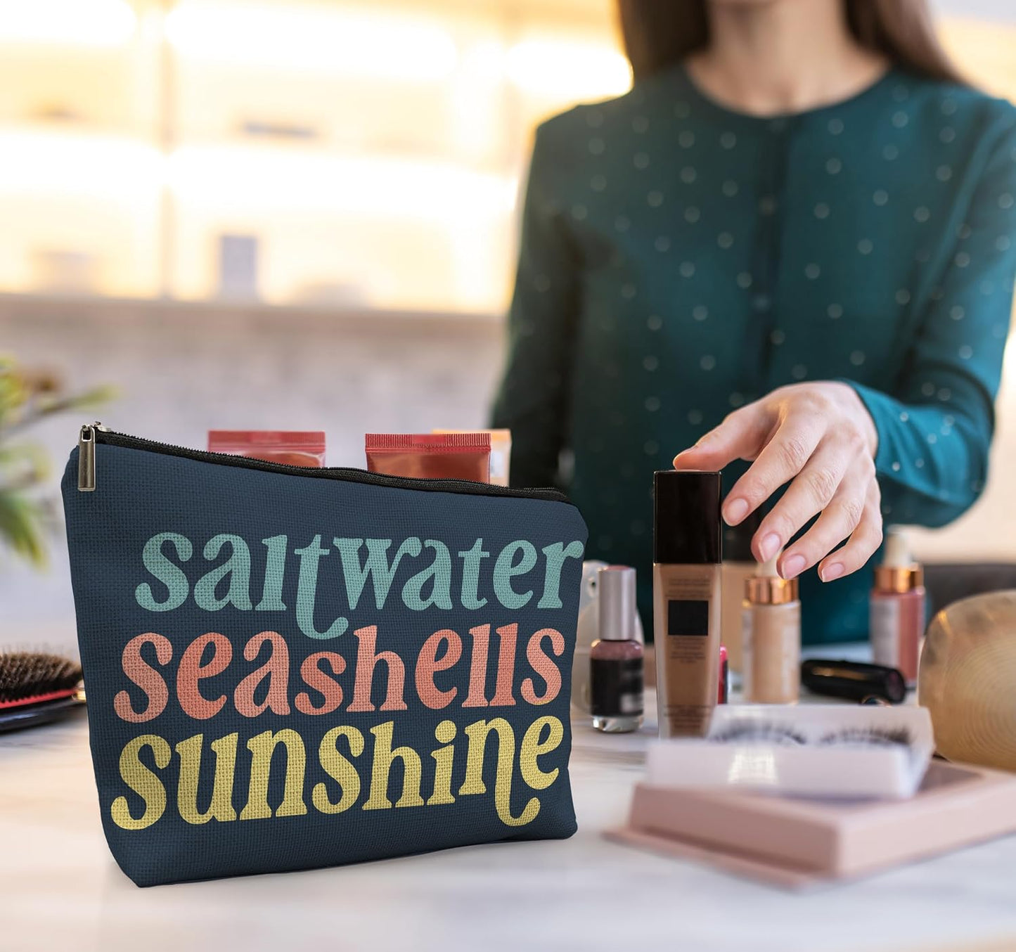 Bolsa cosméticos lona texto I'm ok para mujer