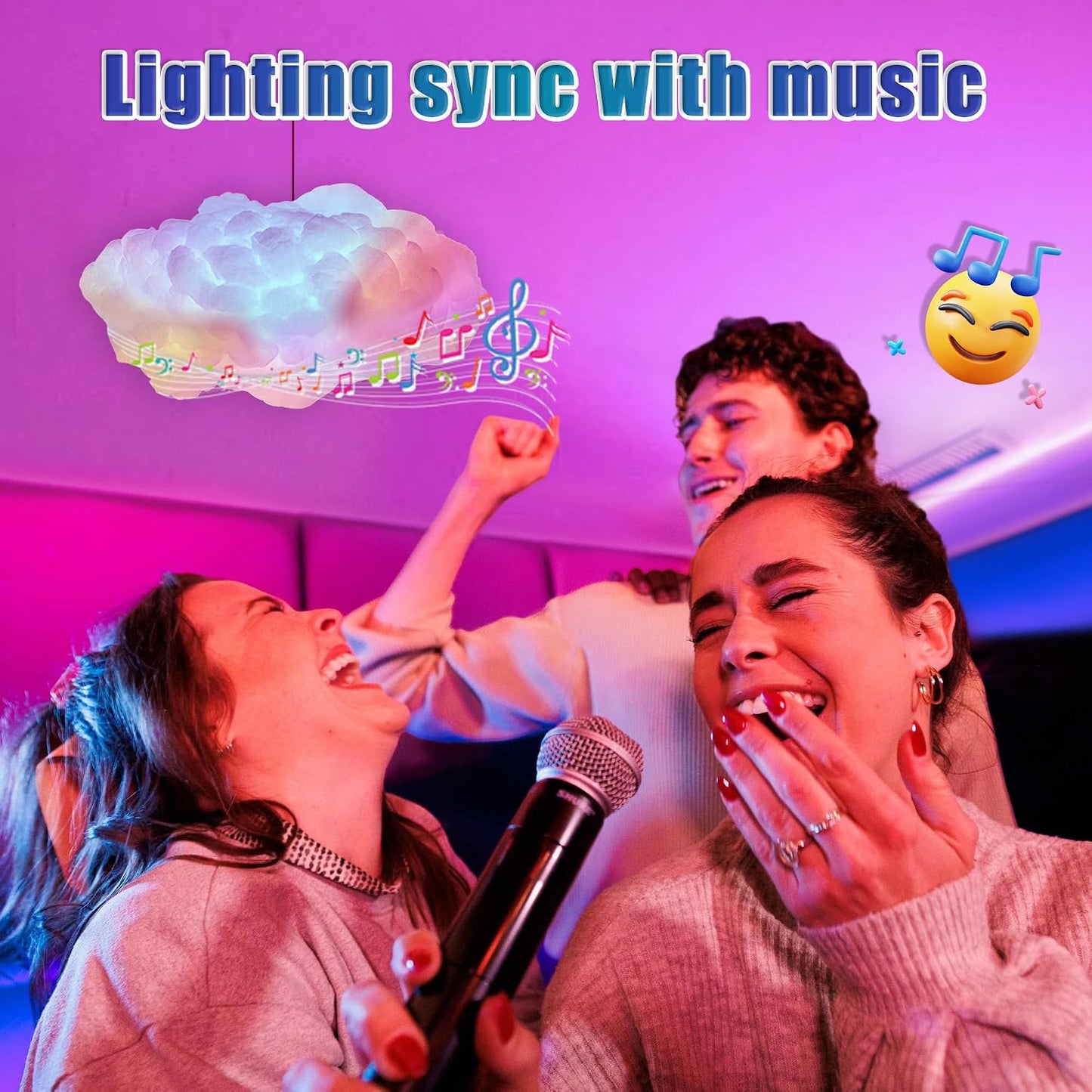 Lámpara techo LED nube dormitorio RGB control app