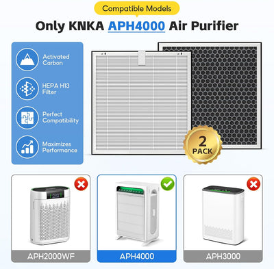4 Filtros Repuesto APH4000 Carbón Activo HEPA Verdadero