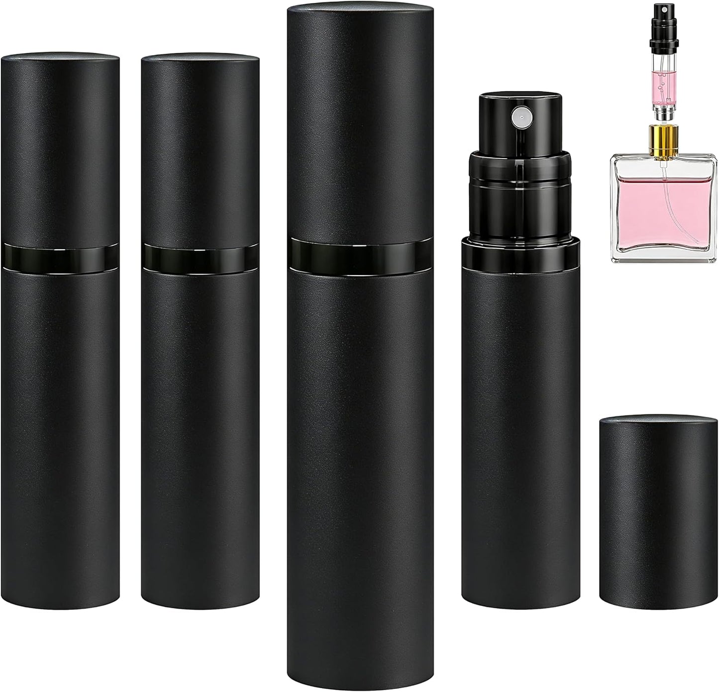 3 Pzas Botella Spray Perfume 5ml Reutilizable Negro
