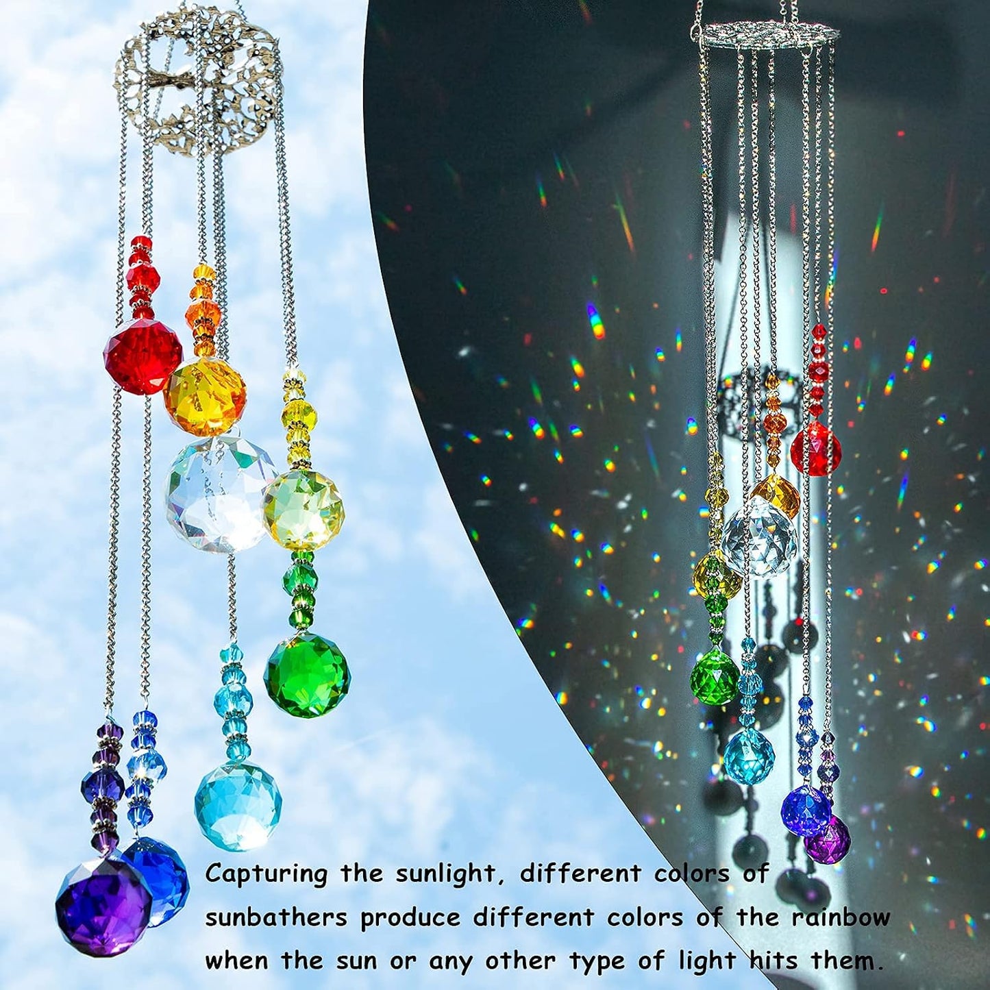 Prismas colgantes arco iris decoración hogar jardín