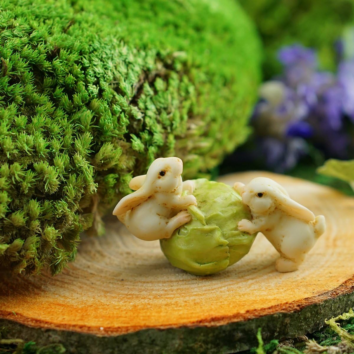 Jardín hadas miniatura estatua col rodante