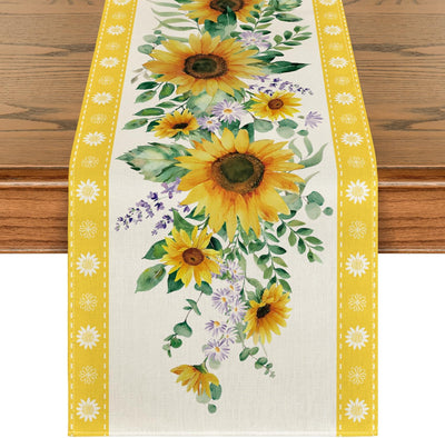 Camino mesa verano hojas girasol 13x72pulg decoración fiesta
