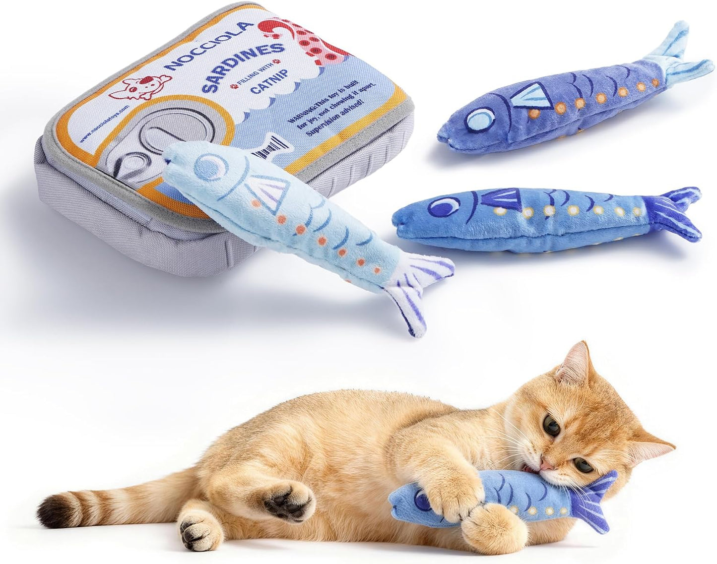 Juguetes gatos hierba gatera 3 pzas con bolsa sardina