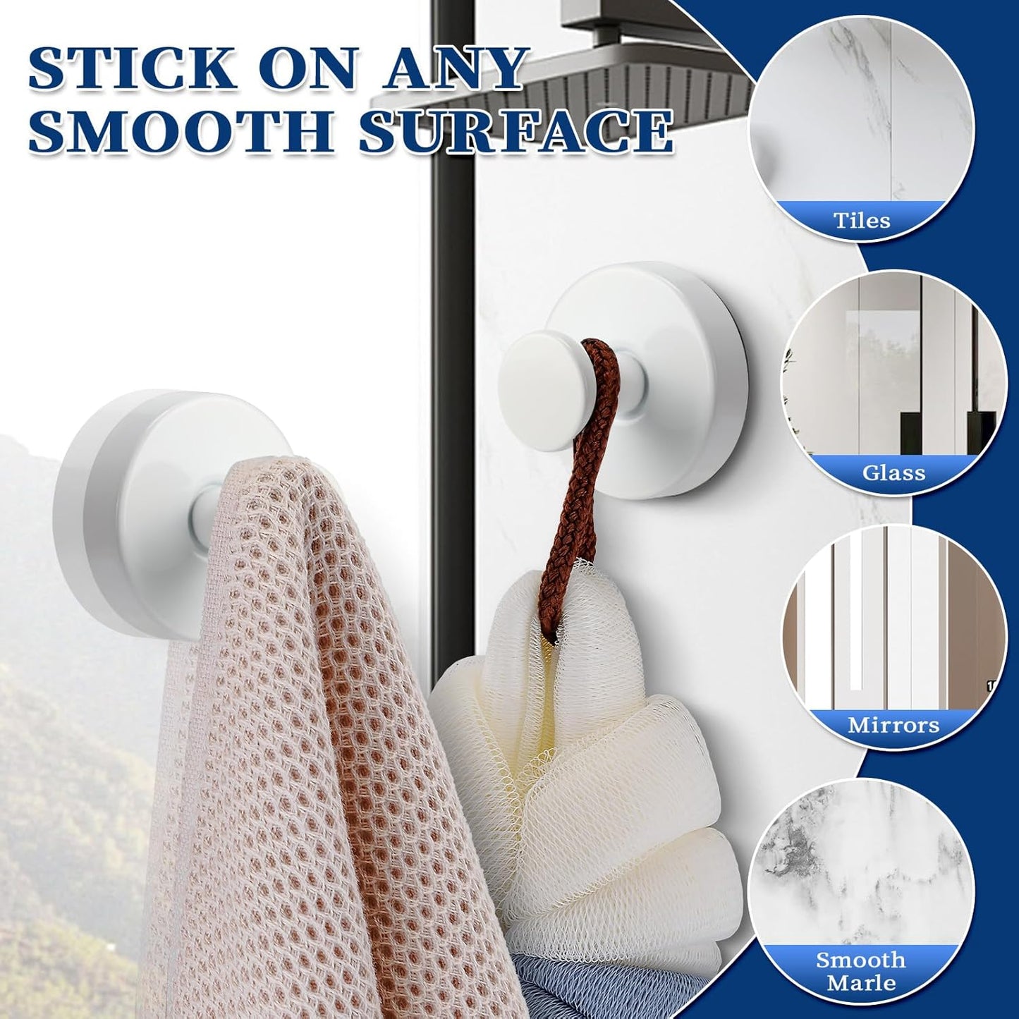 Ganchos ventosa acero inox para ducha baño cocina 2 pzas
