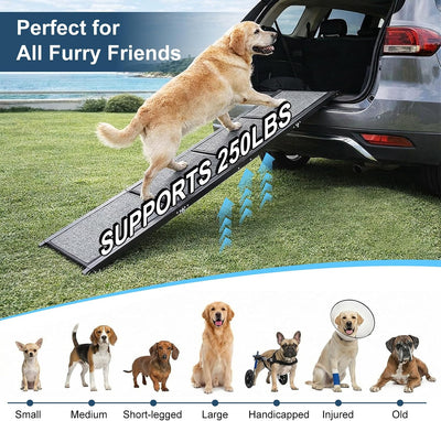 Rampa para perros autos 71x20pulg aluminio antideslizante plegable