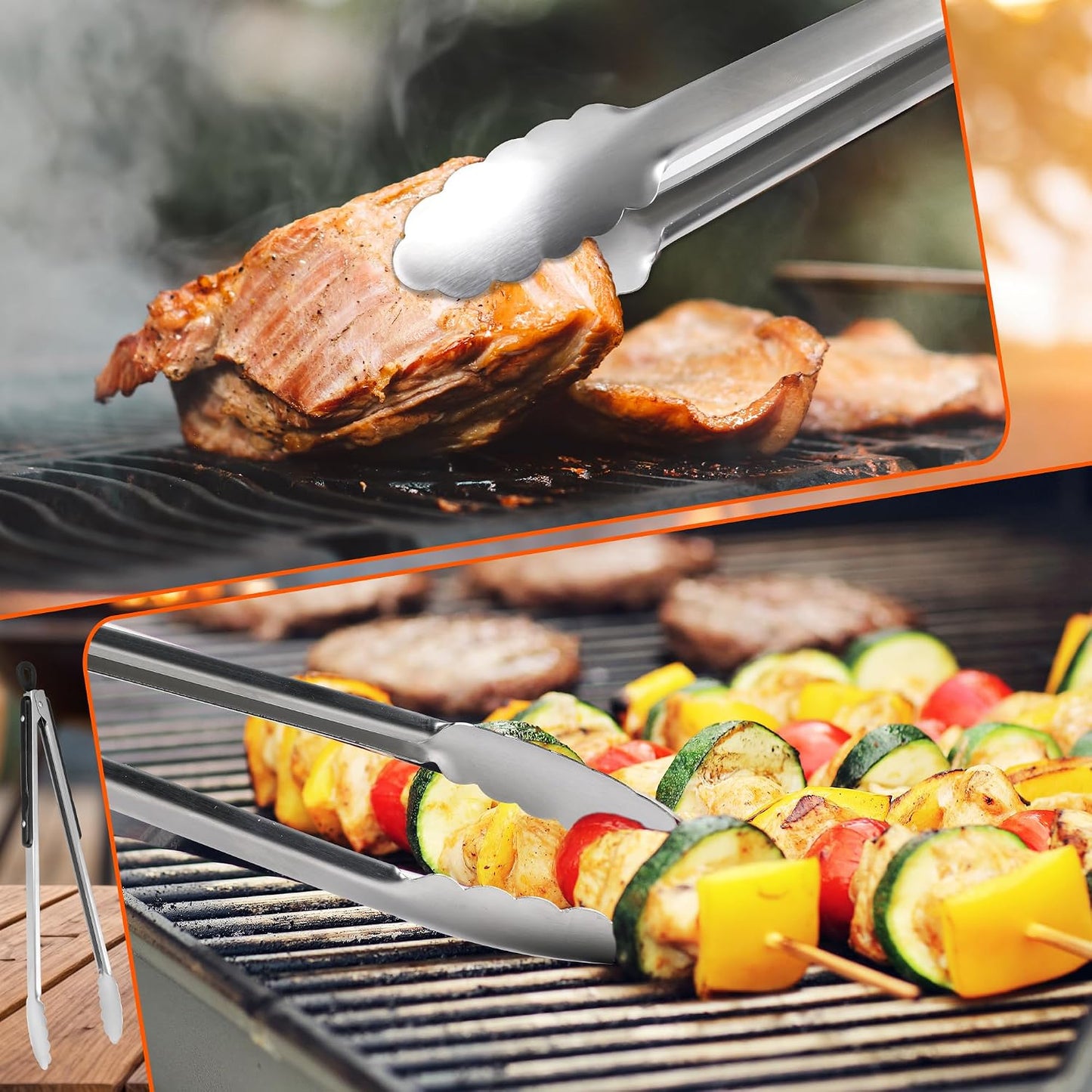 Pinzas BBQ acero inox 43cm 2 Pzas