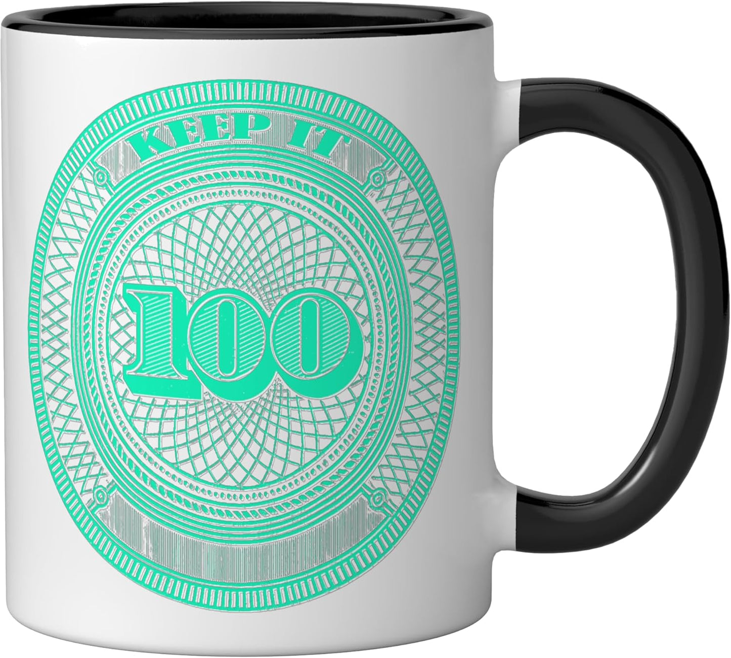 Taza cerámica Light Teal Aqua Keep It 100-v2 negra/blanca