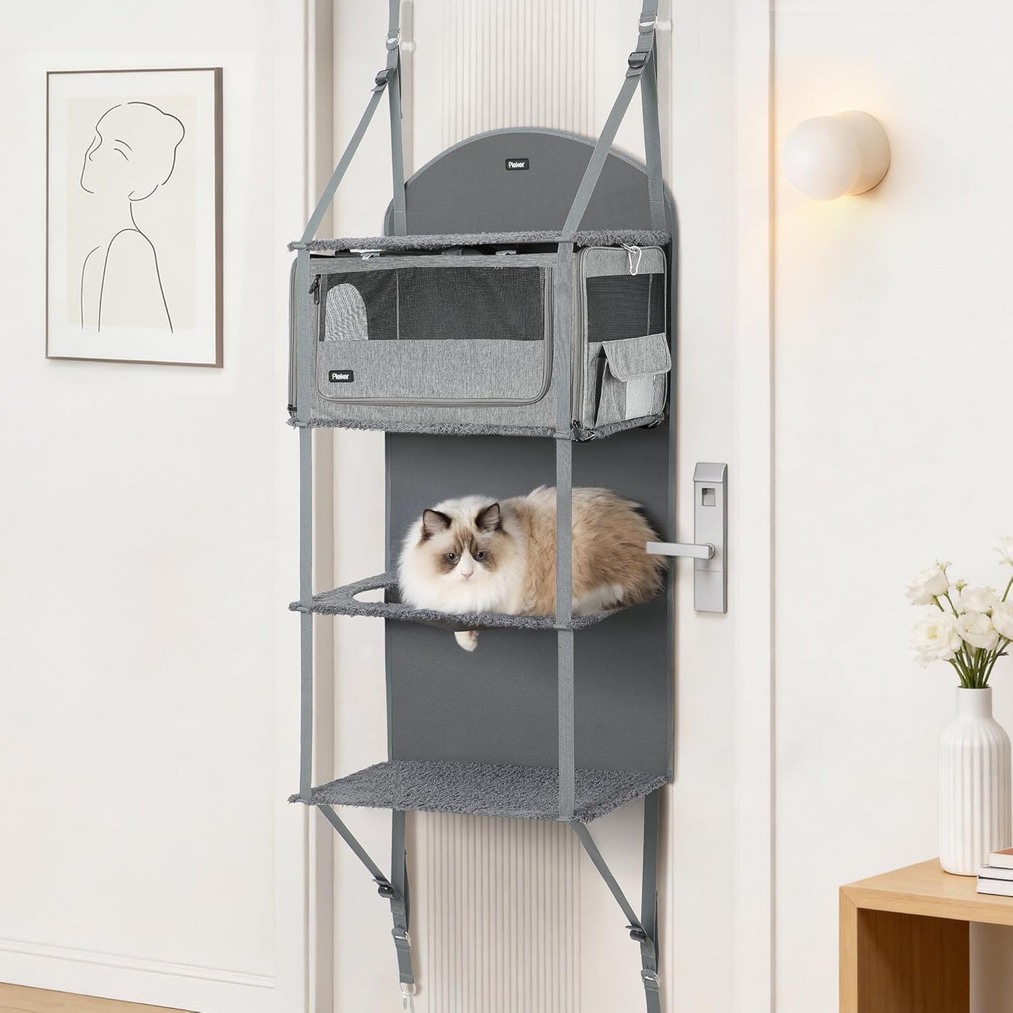 Transportador gatos 4en1 colgar puerta torre interior plegable