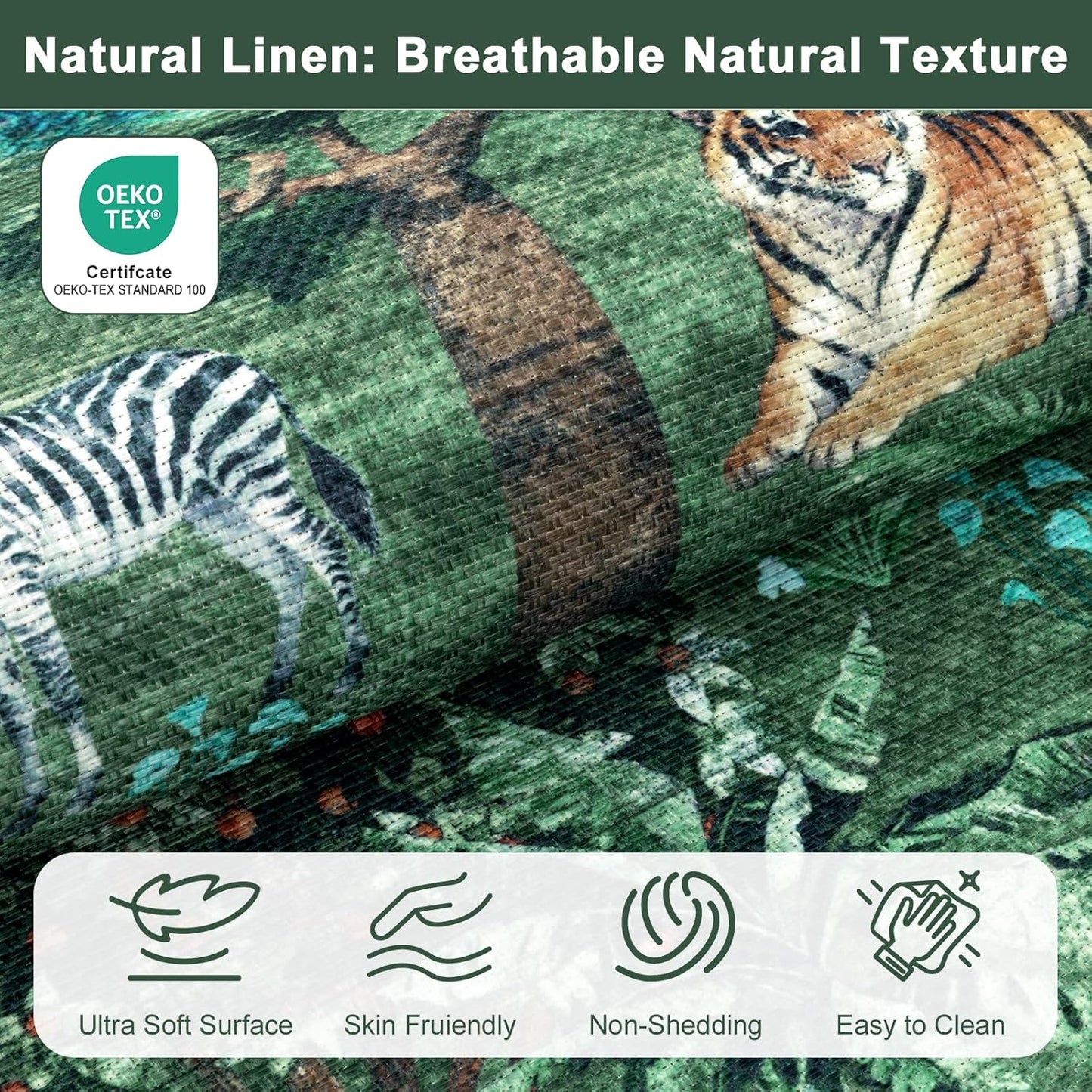 Alfombra pasillo lino estampado selva antideslizante