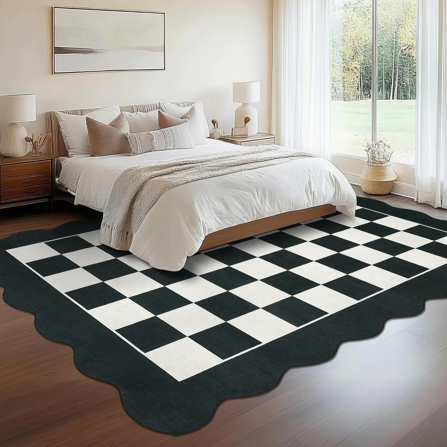 Alfombra festoneada 5x7ft sala oficina neutra antideslizante