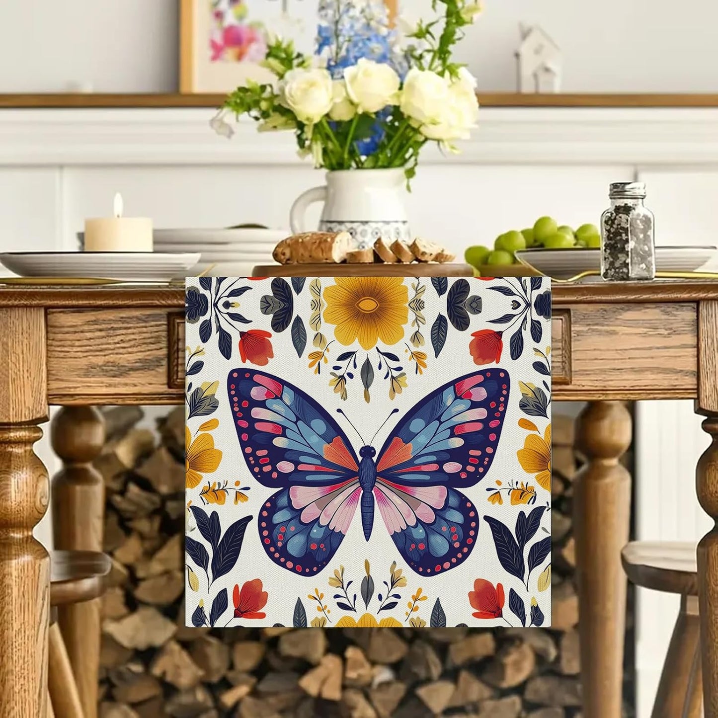 Camino de mesa primavera mariposa decoracion 13x72 pulgadas