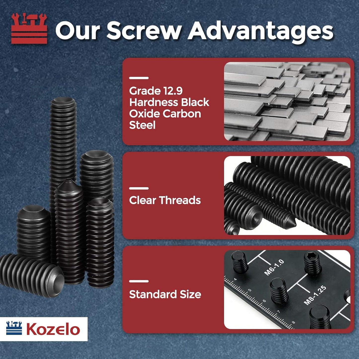 Set 25 Tornillos Acero Carbono Hexagonales Oxidado Negro