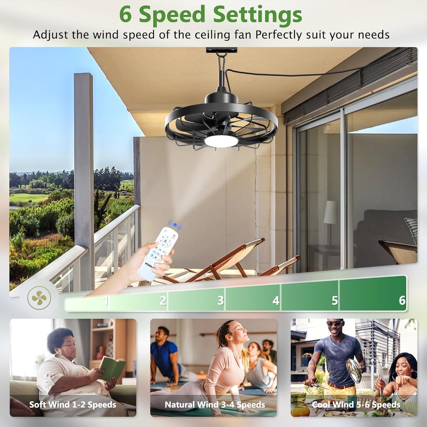 Ventilador techo 20pulg luz LED 3CCT control APP